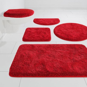 Grund Badematte Melos, Höhe 27 mm, rutschhemmend beschichtet, fußbodenheizungsgeeignet, Kunstfaser, rechteckig, 3-tlg. Stand-WC Set, melierte Optik, sehr weicher Flor, Melange-Effekt, Made in Europe
