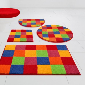 Grund Badematte Mosaik, Höhe 20 mm, rutschhemmend beschichtet, fußbodenheizungsgeeignet, Kunstfaser, rechteckig, 3-tlg. Hänge-WC Set, angenehm weich, auch als 3 teiliges Set erhältlich, Made in Europe