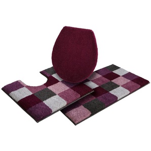 Grund Badematte Mosaik, Höhe 20 mm, rutschhemmend beschichtet, fußbodenheizungsgeeignet, Kunstfaser, rechteckig, 3-tlg. Stand-WC Set, angenehm weich, auch als 3 teiliges Set erhältlich, Made in Europe