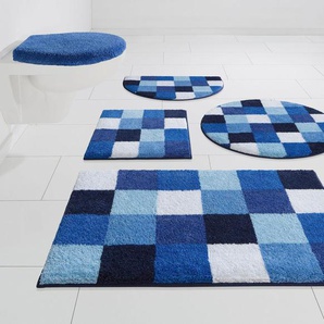 Grund Badematte Mosaik, Höhe 20 mm, rutschhemmend beschichtet, fußbodenheizungsgeeignet, Kunstfaser, rechteckig, angenehm weich, auch als 3 teiliges Set erhältlich, Made in Europe