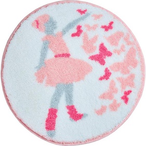 Grund Badteppich Ballerina, Pink, Textil, Prinzessin, rund, Oeko-Tex® Standard 100, Made in Europe, für Fußbodenheizung geeignet, rutschfest, Badtextilien, Badematten