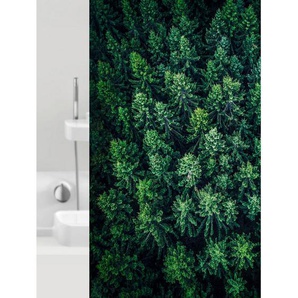 Grund Duschvorhang Foresta, Grün, Kunststoff, Blätter, 180x200 cm, Oeko-Tex® Standard 100, Made in Europe, Badtextilien, Duschvorhänge