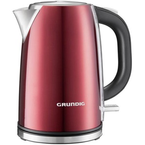 Grundig Wasserkocher, Rot, Edelstahl, Metall, 1,7 L, 23x24.5x16 cm, automatische Abschaltung, Trockengehschutz, Überhitzungsschutz, 360°-Sockel, Anti-Rutsch-Füße, ergonomischer Griff, flaches Heizelement, abgedecktes weit aufklappbarer Deckel,