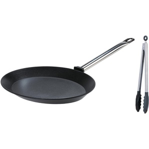 GSW Fischpfanne Gastro Traditionell, Aluminiumguss (Set, 3-tlg), 40x28 cm, incl. Multizange 30 cm, Induktion