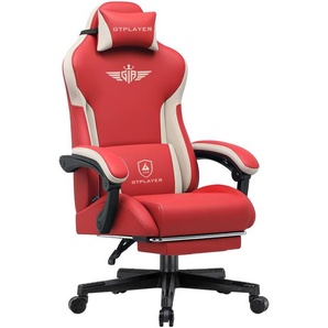 GTPLAYER Gaming Stuhl, Ergonomischer Gamer Stuhl aus Kunstleder mit Lendenwirbelstütze, PC-Stuhl mit verbreiterter Rückenlehne, Belastbar bis 150 kg, GT831-RD