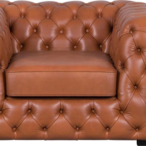 Chesterfield-Sessel GUIDO MARIA KRETSCHMER HOME&LIVING Kalina Sessel Gr. NaturLEDER, B/H/T: 110 cm x 67 cm x 98 cm, braun (cognac) Chesterfield Sessel mit klassischer Chesterfield-Knopfheftung