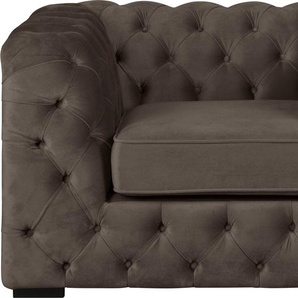 Chesterfield-Sessel GUIDO MARIA KRETSCHMER HOME&LIVING Kalina Sessel Gr. Samtvelours, B/H/T: 110 cm x 67 cm x 98 cm, braun Chesterfield Sessel mit klassischer Chesterfield-Knopfheftung