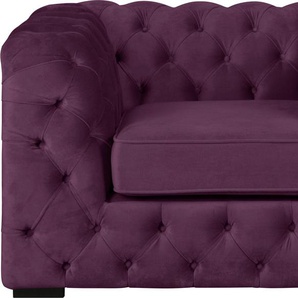 Chesterfield-Sessel GUIDO MARIA KRETSCHMER HOME&LIVING Kalina Sessel Gr. Samtvelours, B/H/T: 110 cm x 67 cm x 98 cm, lila (aubergine) Chesterfield Sessel mit klassischer Chesterfield-Knopfheftung