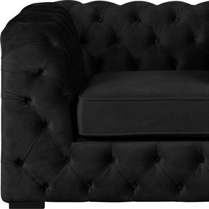 Chesterfield-Sessel GUIDO MARIA KRETSCHMER HOME&LIVING Kalina Sessel Gr. Samtvelours, B/H/T: 110 cm x 67 cm x 98 cm, schwarz Chesterfield Sessel mit klassischer Chesterfield-Knopfheftung