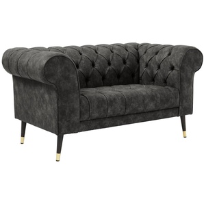 Chesterfield-Sofa GUIDO MARIA KRETSCHMER HOME&LIVING Tinnum Sofas Gr. B/H/T: 150 cm x 77 cm x 87 cm, Luxus-Microfaser, grau (anthrazit) Chesterfieldsofas