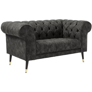 Chesterfield-Sofa GUIDO MARIA KRETSCHMER HOME&LIVING Tinnum Sofas Gr. B/H/T: 150 cm x 77 cm x 87 cm, Lu x us-Microfaser, grau (anthrazit) Chesterfieldsofas