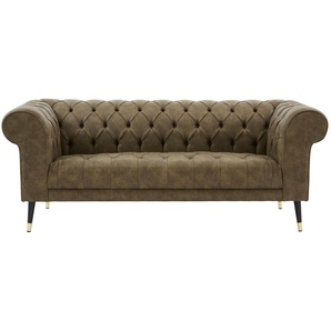 Chesterfield-Sofa GUIDO MARIA KRETSCHMER HOME&LIVING Tinnum Sofas Gr. B/H/T: 195 cm x 77 cm x 87 cm, Lu x us-Microfaser, grün (olive) Chesterfieldsofas