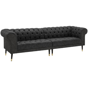 Chesterfield-Sofa GUIDO MARIA KRETSCHMER HOME&LIVING Tinnum Sofas Gr. B/H/T: 263 cm x 77 cm x 87 cm, Lu x us-Microfaser, grau (anthrazit) Chesterfieldsofas