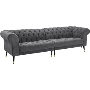 Chesterfield-Sofa GUIDO MARIA KRETSCHMER HOME&LIVING Tinnum Sofas Gr. B/H/T: 263 cm x 77 cm x 87 cm, Struktur weich, grau Chesterfieldsofas