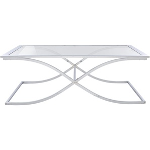 Couchtisch GUIDO MARIA KRETSCHMER HOME&LIVING Ballum Tische Gr. B/H/T: 120 cm x 44 cm x 70 cm, silberfarben (silber, chrome) Couchtisch Glas-Couchtische Couchtische eckig mit edlem Metallgestell und Glasplatte, Breite 120 cm