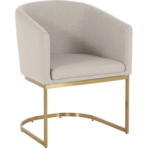 Freischwinger GUIDO MARIA KRETSCHMER HOME&LIVING Treelisch Stühle Gr. B/H/T: 63,5 cm x 81 cm x 59,5 cm, Feinstruktur, Edelstahl, beige (beige, gold) Freischwinger Sitz -und Rücken gepolstert