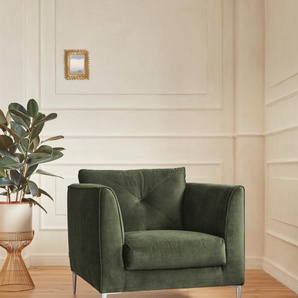 Sessel GUIDO MARIA KRETSCHMER HOME&LIVING Chilltime Gr. Samtvelours, B/H/T: 85 cm x 84 cm x 96 cm, grün (rain forest) Einzelsessel Loungesessel Polstersessel Sessel mit eleganter Kreuznaht im Rückenkissen