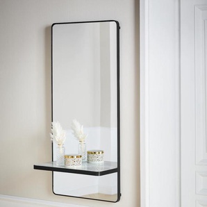 Wandspiegel GUIDO MARIA KRETSCHMER HOME&LIVING Nookiema, schwarz Spiegel Gr. B/H/T: 51 cm x 76 cm x 5 cm, Antikoptik, schwarz Wandspiegel rechteckig, mit Ablage aus Marmor, Rahmen Metall, modern