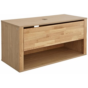 Waschbeckenunterschrank GUIDO MARIA KRETSCHMER HOME&LIVING Como Schränke Gr. B/H/T: 100 cm x 50 cm x 45 cm, braun (eichefarben, eiche massiv) Bad-Waschbecken-Unterschränke Schränke grifflose Optik