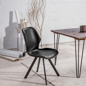 Esszimmerstuhl GUTMANN FACTORY Chill Stühle Gr. B/H/T: 47 cm x 90 cm x 54 cm, 2 St., Kunstleder, Metall, schwarz (schwarz mit naht in schwarz, schwarz) Küchenstühle