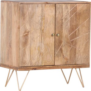 Kommode GUTMANN FACTORY Scan Sideboards Gr. B/H/T: 80 cm x 87 cm x 43 cm, Anzahl Türen: 2, mit goldfarbenen Einfräsungen, beige (natur) Kommode mit modernen Haarnadel Beinen