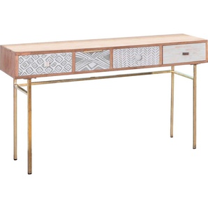 Gutmann Factory Konsolentisch Linea, mit Schnitzereien und verschiedenen Materialien verziert, Shabby Chic
