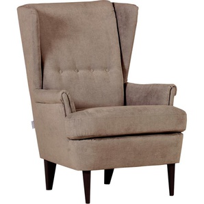 Ohrensessel GUTMANN FACTORY Versailles Sessel Gr. Microfaser-Polyester, Beine antikfarben, B/H/T: 72 cm x 104 cm x 85 cm, braun Ohrensessel Gestell antikfarben oder eiche natur