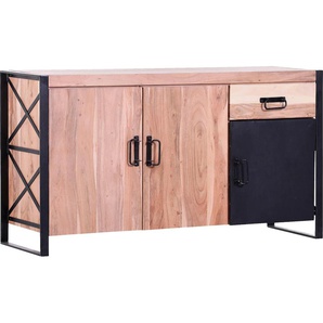 Gutmann Factory Sideboard »Downtown«, Kommode aus massivem Akazienholz mit Metallrahmen, Breite 150 cm