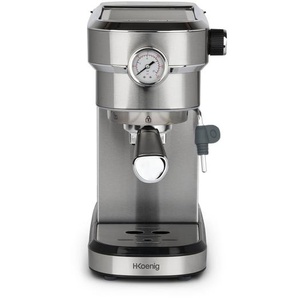 H. Koenig Espressoautomat 15 Bar Druck, 1,1L, Eingebaute Barometerpumpe, Tassenwärmer, Dampfdüse, Kaffee- Und Milchgetränke, Edelstahl