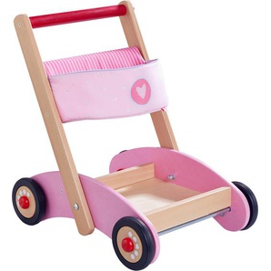 Haba Lauflernwagen Glitzer-Flitzer, Natur, Rosa, Holz, Metall, Kunststoff, Textil, Birke, Buche, 41x34x47 cm, Bremswirkung stufenlos einstellbar, Spielzeug, Babyspielzeug, Lauflernhilfen