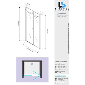 Hades Nischendusche Nischentür Nischenabtrennung 8mm esg 175x195cm - Glaszentrum Hagen