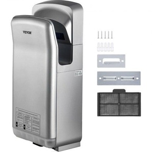 Händetrockner 2kW Kommerzieller elektrischer Händetrockner HEPA-Filter Wandhandtrockner Luftgeschwindigkeit 100m/s Händeföhn 8 -10 Sekunden zum Trocknen Silber für Flughäfen Büros Schulen usw. GSJLSGSPQSYS-U5PEV2