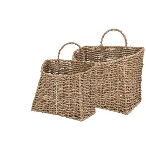 Hänge-Aufbewahrungskorb 2er Set - braun - Metall,Seegras - 31 cm - 33 cm - cm 18,0 | Möbel Kraft