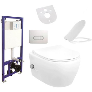 Hänge wc Spülrandlos Integrierte Kalt/-Warmwasserarmatur Deckel Vorwandelement