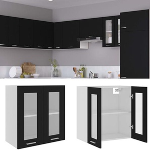 Hängeglasschrank Lyon Schwarz 60x31x60 cm Holzwerkstoff