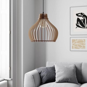 Hängelampe Barrel TEMAR LIGHTING, dimmbar, Holz hell, für Wohn- / Esszimmer, Holz, Landhaus / Rustikal, Pendelleuchte ZW BARREL BEC 380