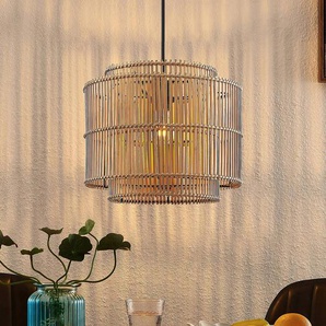 Hängelampe Bridga Lindby, dimmbar, Holz hell, für Wohn- / Esszimmer, Bambus, Skandinavisch, Pendelleuchte 9628172