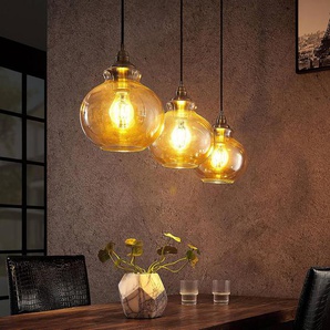 Hängelampe Tymoni Lindby, dimmbar, creme / amber, für Wohn- / Esszimmer, Glas, Vintage, Pendelleuchte 9624899