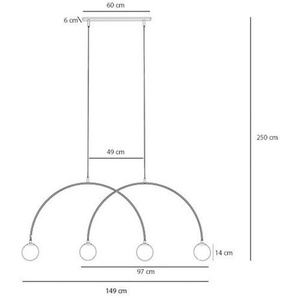 Hängelampe Una 4 ALDEX, dimmbar, rot, für Wohn- / Esszimmer, Metall, Pendelleuchte 1116L11_L