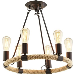 Globo Lighting Hängeleuchte  6-flammig   ¦ schwarz ¦ Maße (cm): H: 126  Ø: 49.5