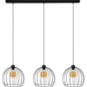 Hängeleuchte BRITOP LIGHTING Coop Lampen Gr. Ø 37 cm Höhe: 135 cm, schwarz (schwarz, eichefarben) Pendelleuchten und Hängeleuchten Dekorative Leuchte aus Metall mit Elementen Eichenholz