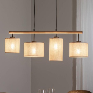 Hängeleuchte Deva Nature, vierflammig, Textil Nature TK Lighting, dimmbar, Holz hell, für Wohn- / Esszimmer, Holz, Skandinavisch 6108