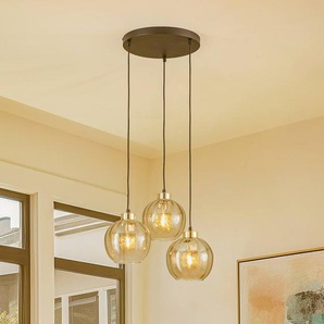 Hängeleuchte Devi, amber, dreiflammig, Rondell Devi TK Lighting, dimmbar, creme / amber, für Wohn- / Esszimmer, Glas 4637