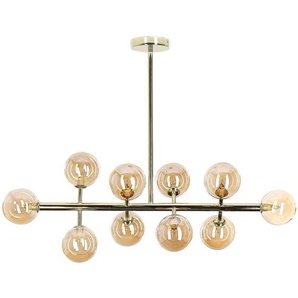 Hängeleuchte mit 10 goldfarbenen Stahllampen Wohnzimmer Esszimmer modern minimalistisch