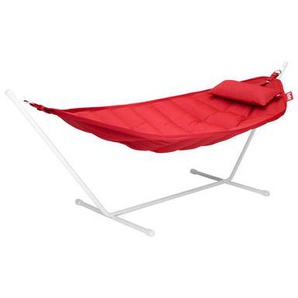 Hängematte mit Gestell Headdemock Superbe textil rot / Olefine-Stoff rot & Gestell grau - mit Kissen - Fatboy - Rot