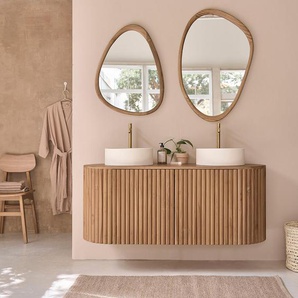 Hängende Badezimmermöbel aus massivem Teakholz 140 cm
