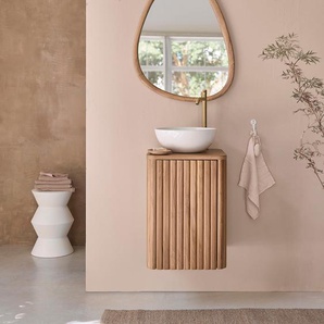 Hängendes Handwaschbecken aus massivem Teakholz 40cm