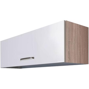 Hängeschrank 1 Klappe 100 x 32 x 32cm Braun/Weiß/Hochglanz Weiß/Eiche Sonoma Dekor