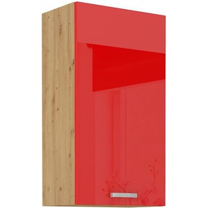 Hängeschrank 50-90 cm Eiche Artisan Rot Hochglanz Küchenzeile Küchenblock Küche