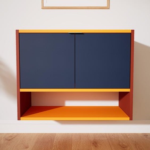 Hängeschrank Blau - Moderner Wandschrank: Türen in Blau - 77 x 60 x 34 cm, konfigurierbar
